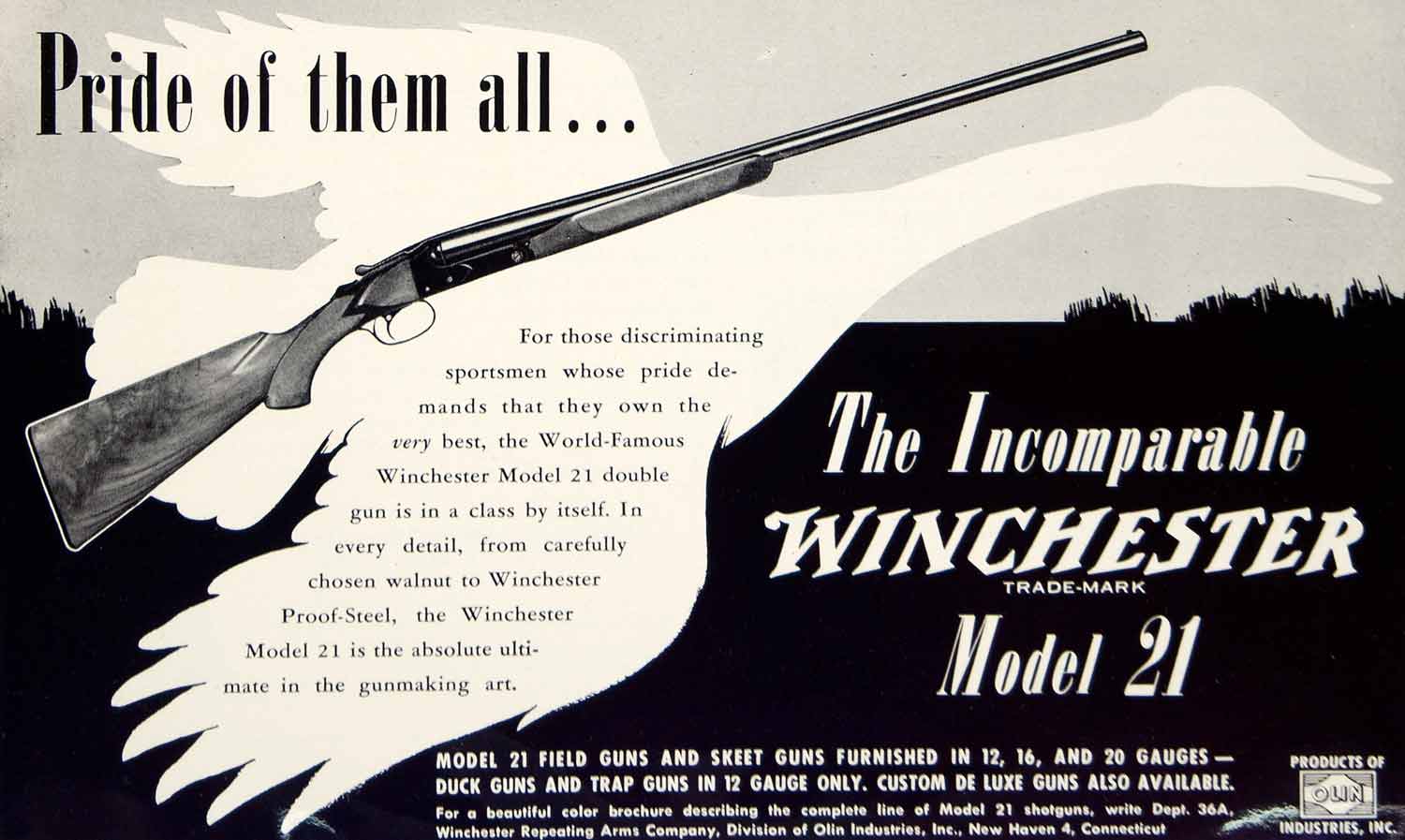 1952 Ad Winchester Repeating Arms Hunting Model 21 Firearm Weapon Gun Rifle YFT9