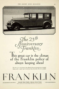 1927 Ad 25th Anniversary Franklin Car Automobile Classic Coupe Sedan YGB1