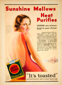 1931 Ad Lucky Strike Cigarettes Toasted Tobacco Sunshine Beach Mellow YGB1