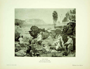1920 Heliotype Puvis de Chavannes Ancient Vision Lounging Nudes Women Goat YGBA1