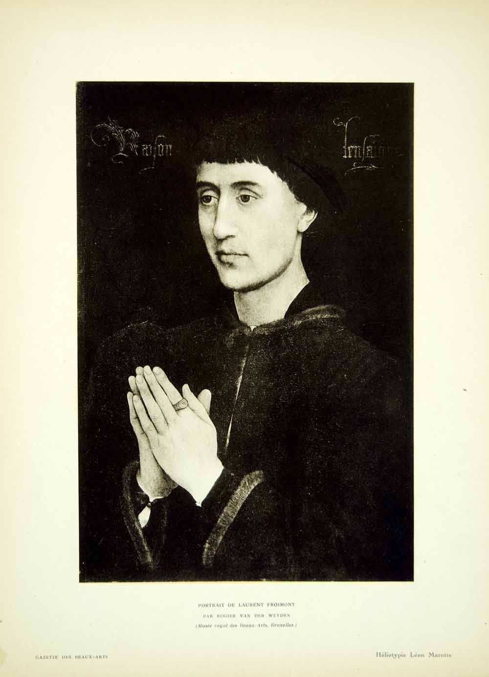 1921 Heliotype Rogier van der Weyden Portrait Laurent Froimont Robes Pray YGBA1