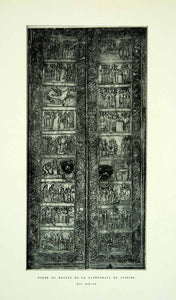 1921 Print Cathedral Bronze Doors Gniezno Poland Bas-Relief Porte Ornate YGBA1