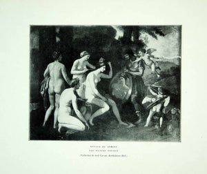 1921 Print Nicholas Poussin Renaldo Armida Nude Mirror Cherub Love Cupid YGBA1