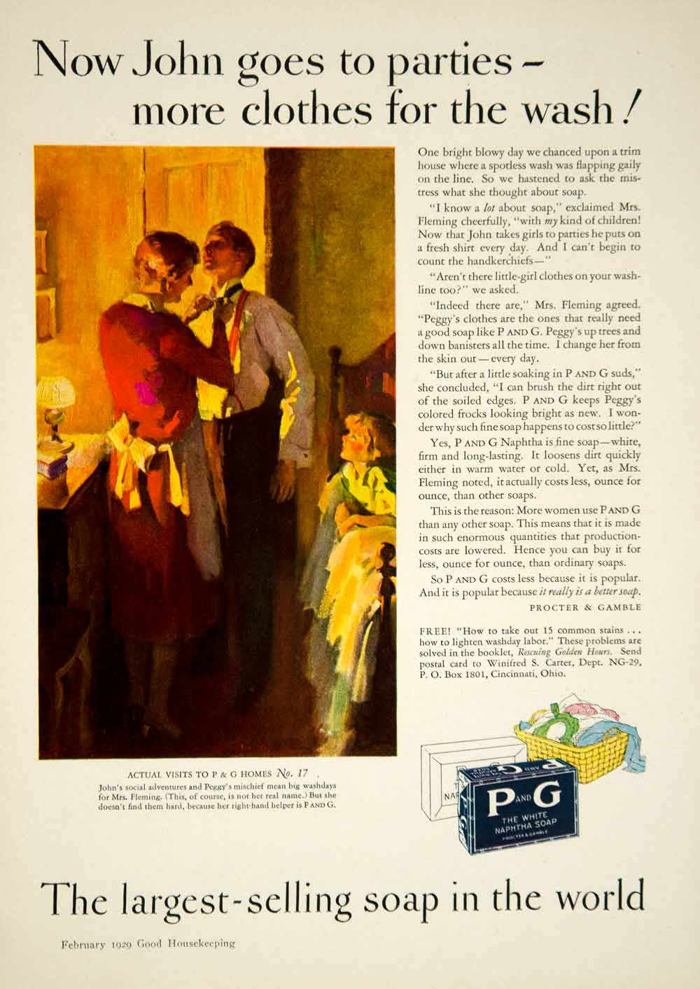 1929 Ad Procter & Gamble White Naphtha Soap Laundry John Peggy Household YGH1 - Period Paper
