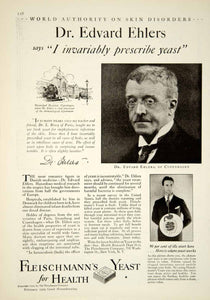 1929 Ad Fleischmann's Yeast Cakes Dr Edvard Ehlers Health Medical Quackery YGH1