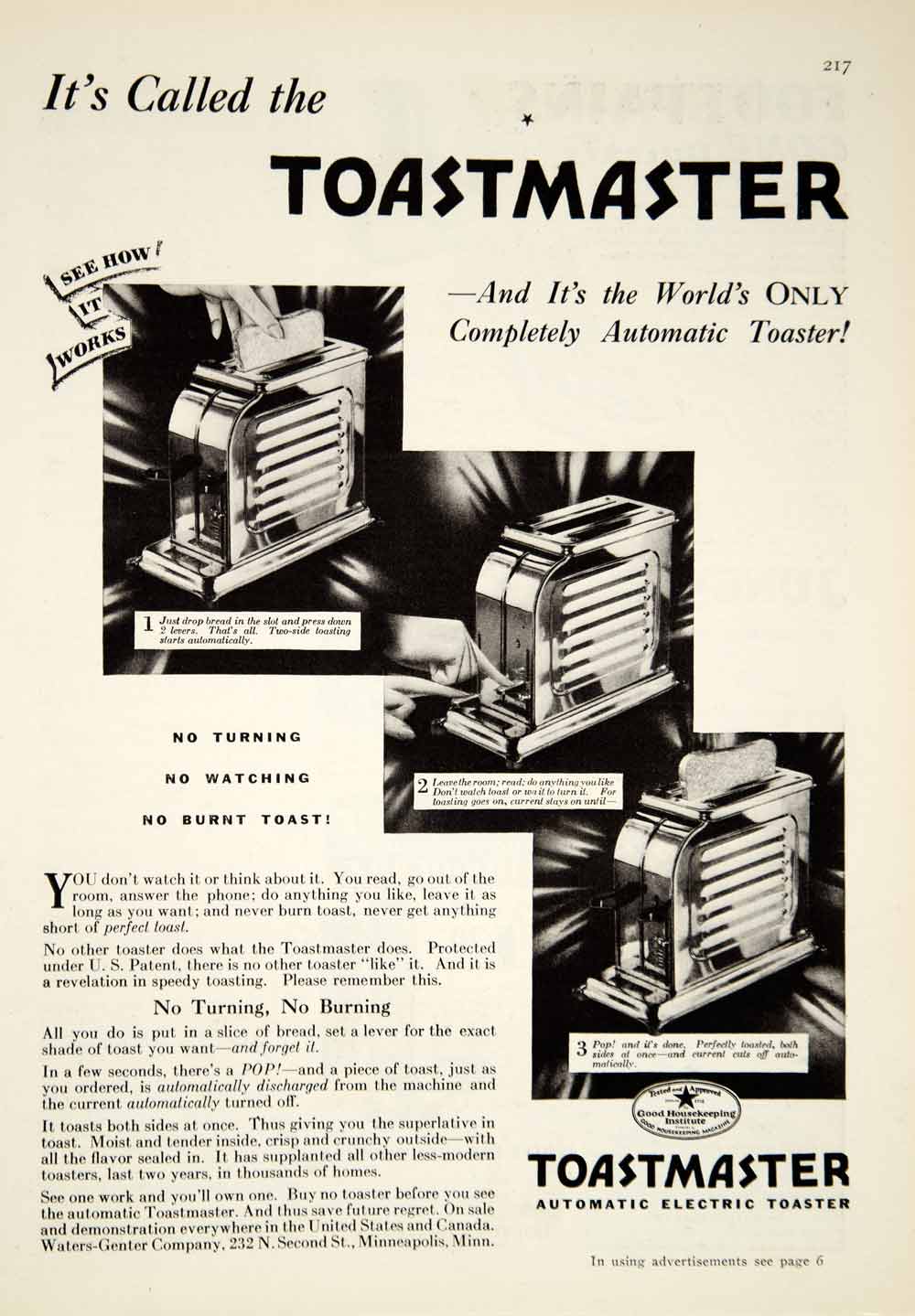 1929 Ad Waters Genter Toastmaster Kitchen Household Appliances Twenties Era YGH1