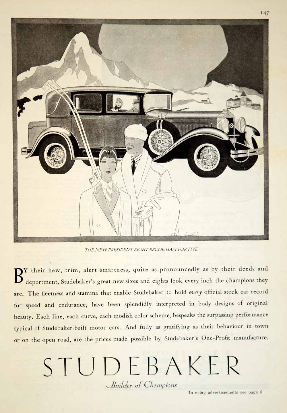 1929 Ad Studebaker President Eight Brougham Sedan Car Automobile Art Deco YGH1