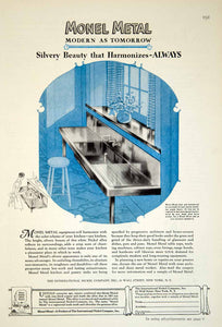 1929 Ad Nickel Monel Metal Sink Drainboard Kitchen Household Decor Art Deco YGH1