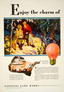 1929 Ad General Electric National Mazda Flametint Lamp Lightbulb Interior YGH1