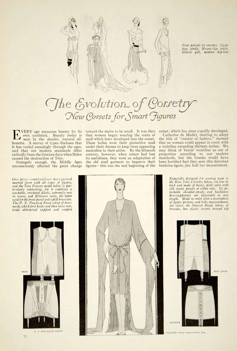 1929 Article Art Deco Women Corset Twenties Era Fashion Clothing Costume YGH1