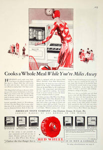 1929 Ad American Stove Red Wheel Kitchen Appliance Range Art Deco Cal-Luce YGH2