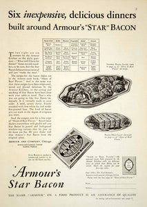 1929 Ad Armour's Star Bacon Meatloaf Stuff Slices Meat Food Platter Snack YGH2