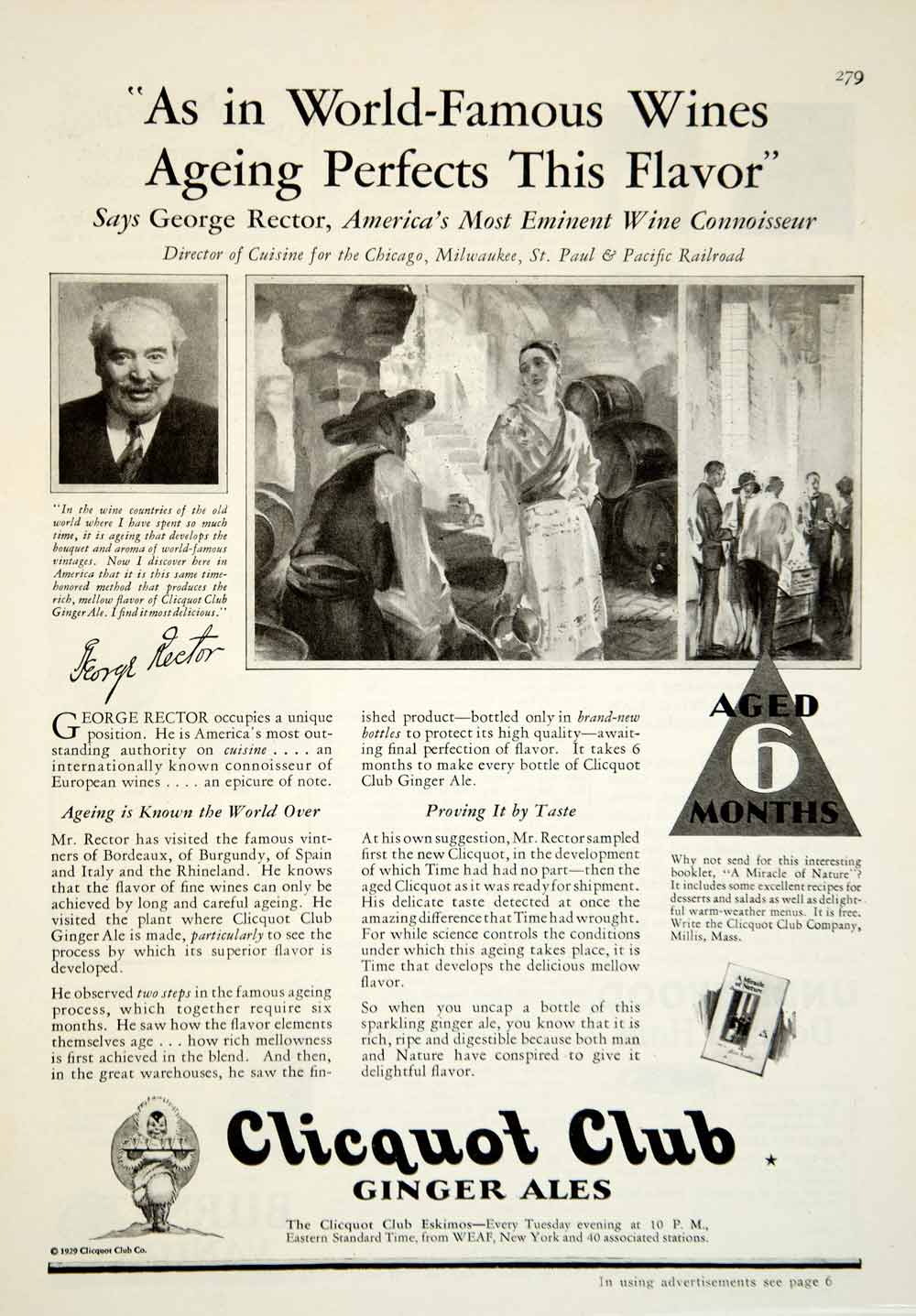 1929 Ad Clicquot Club Ginger Ales Beverage Drink Eskimos George Rector Soda YGH2
