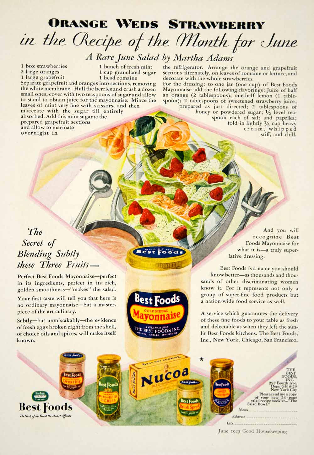 1929 Ad Best Foods Gold Medal Mayonnaise Nucoa Pickle Relish Salad Dressing YGH2 1929 Ad Best Foods Gold Medal Mayonnaise Nucoa Pickle Relish Salad Dressing YGH2