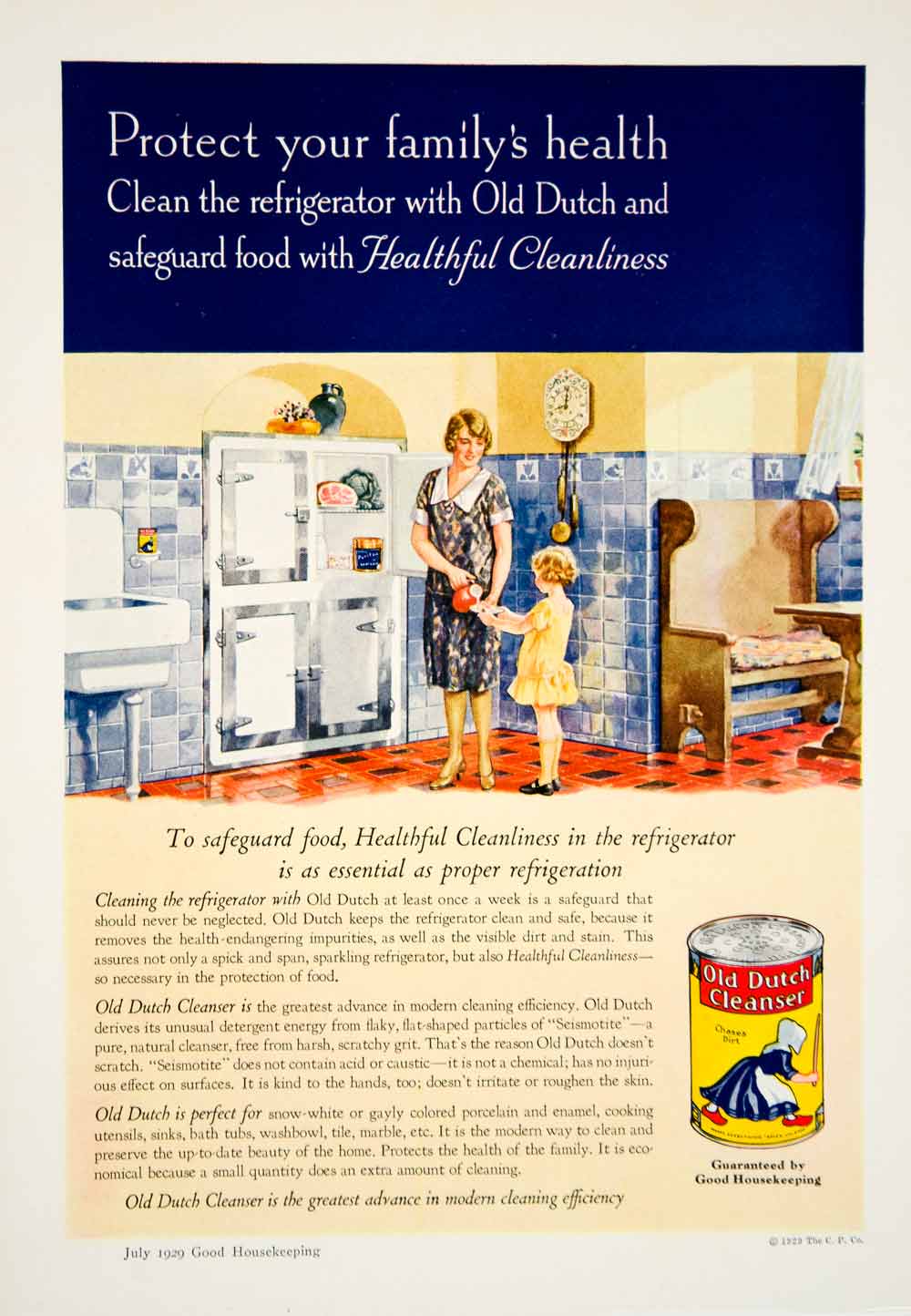 1929 Ad Old Dutch Cleanser Cleaning Kitchen Child Food Good Housekeeping YGH2