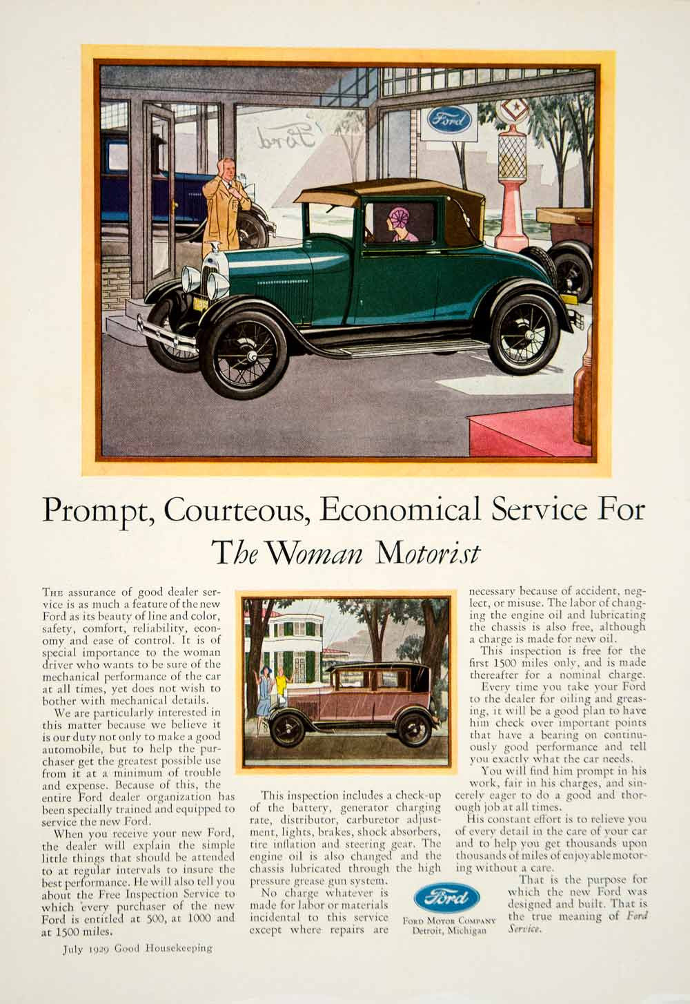 1929 Ad Ford Automobiles Car Women Motorists Detroit Drive Art Deco Garage YGH2 - Period Paper
