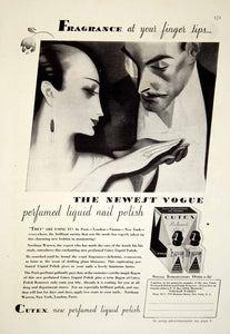 1929 Ad Cutex Perfumed Liquid Nail Polish Art Deco Monocle Health Beauty YGH2