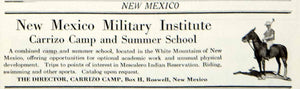 1929 Ad New Mexico Military Institute Carrizo Camp Summer School Roswell YGH2