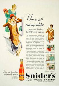1929 Ad Snider's Mulled Catsup Ketchup Art Deco Fashion Housewife Cooking YGH3