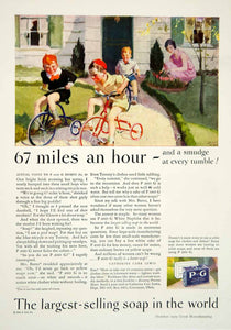 1929 Ad P & G Naphtha Soap Children Catherine Carr Lewis Tricycle Boy Clean YGH3