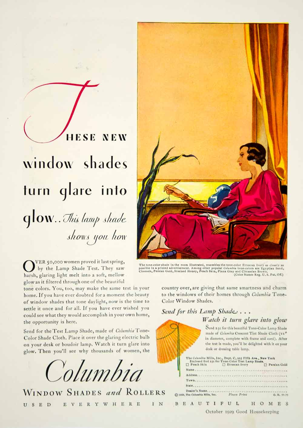 1929 Ad Columbia Window Rollers Lamp Shades Household Decor Art Deco Home YGH3