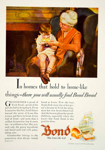 1929 Ad Bond Bread Homemade Grandmother Child Boy Food Fireplace Toast Kid YGH3