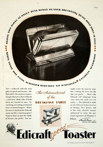 1929 Ad Edicraft Speed Toaster Household Appliance Bread Art Deco Design YGH3