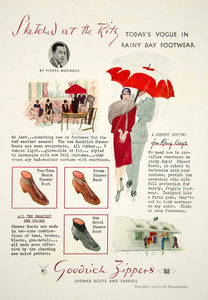1929 Ad Goodrich Zippers Shower Rain Boot Fabrics Art Deco Fashion Footwear YGH3