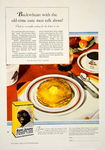 1929 Ad Aunt Jemima Buckwheat Corn Flour Pancakes Black Americana Breakfast YGH3