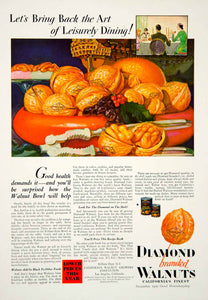 1929 Ad Diamond Branded Walnuts Nut Cracker Dinning Bowl Canned Art Deco YGH3