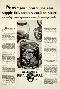 1929 Ad Del Monte Tomato Sauce Cooking Canned Grocer Spanish Style Meals YGH3