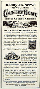 1929 Ad Country Home Brand Whole Cooked Chicken Ready To Serve Canned Food YGH3