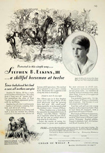 1929 Ad Cream of Wheat Stephen B. Elkins III Horseback Breakfast Food Meal YGH3