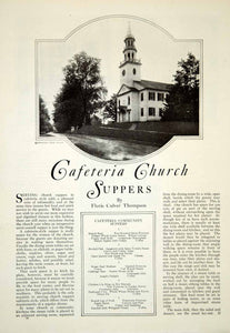 1929 Article Cafeteria Church Suppers Floris Culver Thompson Food Dine Menu YGH3 - Period Paper
 - 1