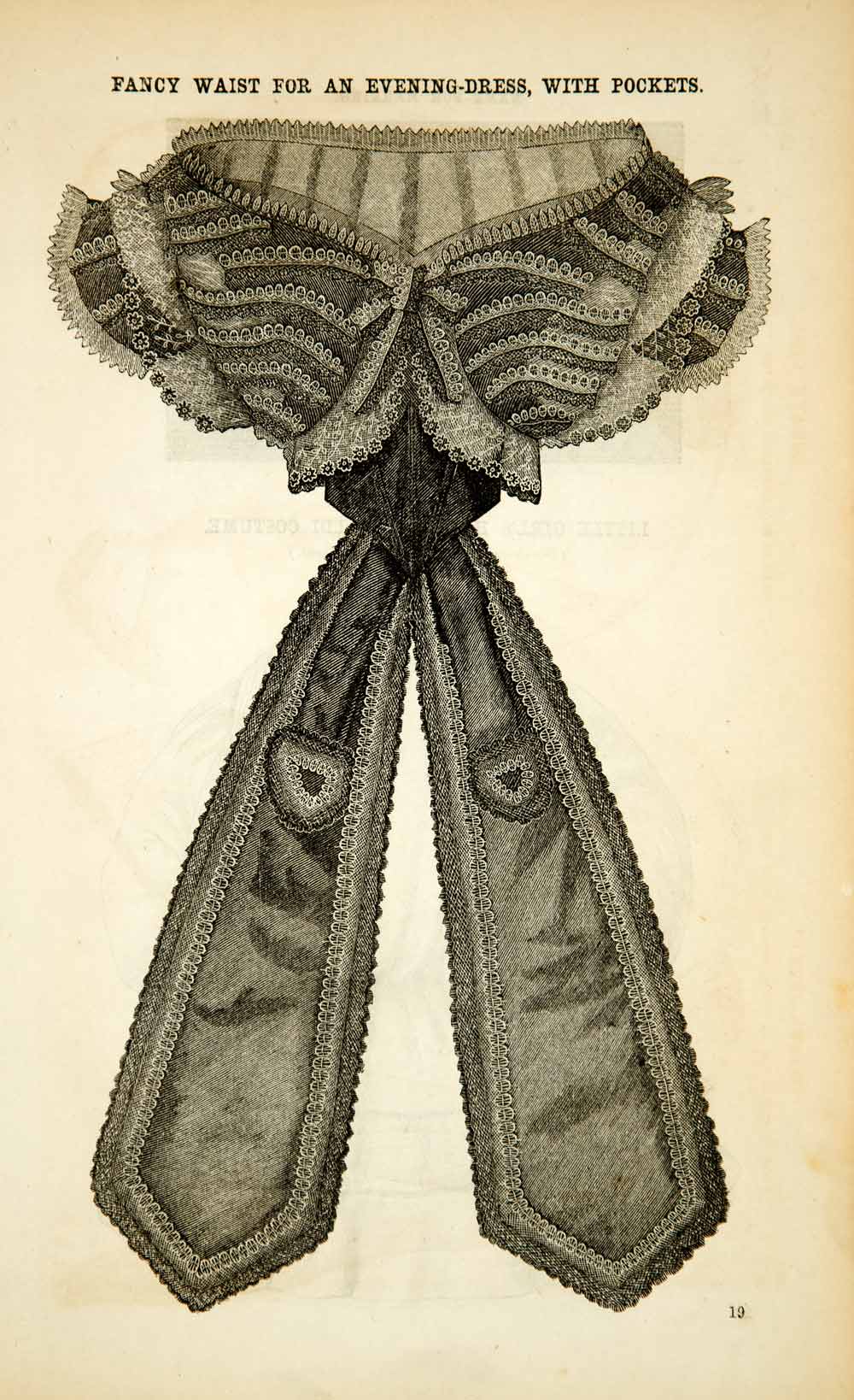 1862 Wood Engraving Victorian Fashion Evening Dress Waist Pockets Civi Period Paper Historic Art LLC 1862 Wood Engraving Victorian Fashion Evening Dress Waist Pockets Civi Period Paper Historic Art LLC