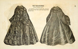1862 Wood Engraving Victorian Pardessus Overcoat Coat Marchioness Lady YGLB1