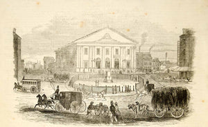 1852 Wood Engraving Art Haymarket Square Boston MA Cityscape New England US YGP1