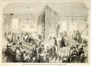 1852 Wood Engraving Art Fetridge & Co Periodical Arcade Depot Boston MA YGP2