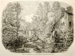 1853 Wood Engraving Carl's Mill Pocantico River Sleepy Hollow Tarrytown New York