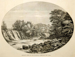 1853 Wood Engraving Wallkill River Arnold's Falls NY William Rickarby Miller Art