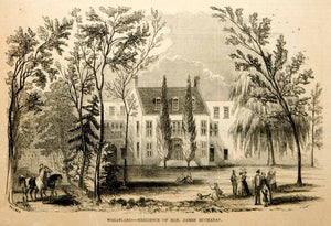 1854 Wood Engraving Wheatland James Buchanan House Historic Home Lancaster PA