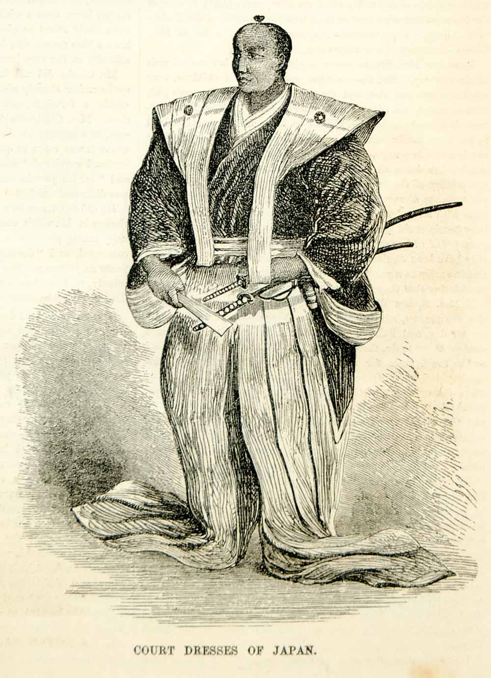 1854 Wood Engravings Japan Imperial Court Dress Traditional Costume Royal SET