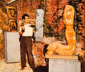 1949 Color Print Sculpture New York City Koren der Harootian Statue Village YHB1