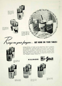 1946 Ad Killinger Hi-Jacs Drink Sleeve Koozie Kitchen Beverage Alcohol YHB2