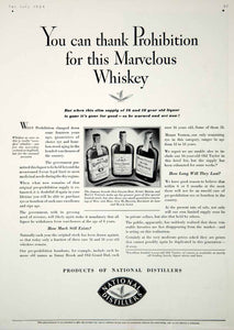 1934 Ad Vintage National Distillers Pre Prohibition Whiskey Alcohol Liquor YHB3