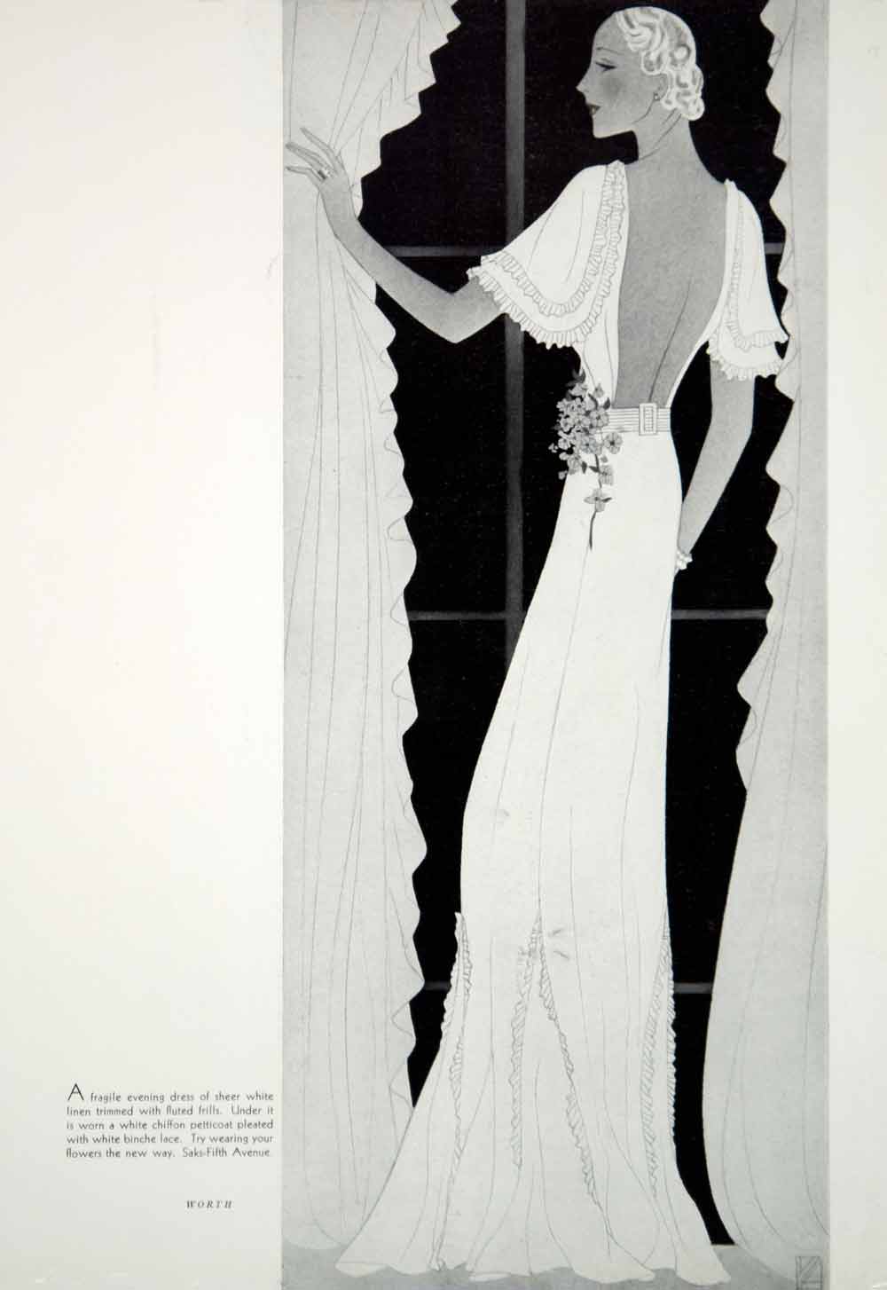 1934 Print Vintage House of Worth Evening Dress Backless Art Deco Fash Period Paper Historic Art LLC 1934 Print Vintage House of Worth Evening Dress Backless Art Deco Fash Period Paper Historic Art LLC