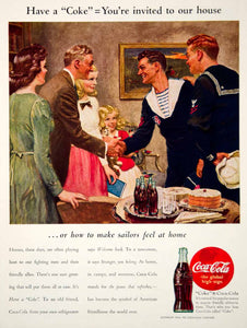 1944 Ad Vintage Coca-Cola Coke World War II Sailors Uniform Norman Price YHB4
