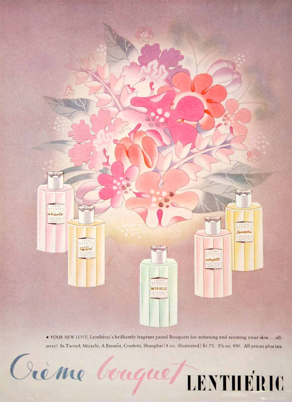 1944 Ad Vintage Lentheric Creme Bouquet Skin Care Perfume Scents Fragrance YHB4 - Period Paper

