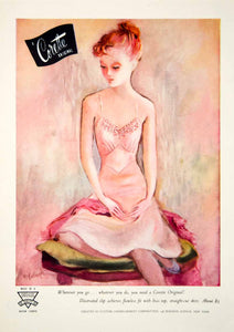 1944 Ad Vintage Corette Pink Rayon Slip Lingerie Undergarment Women Fashion YHB4