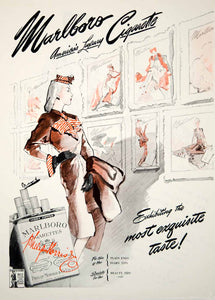 1944 Ad Vintage Marlboro Cigarettes Lady Smoking 40's Style Joseph Bolegard YHB4